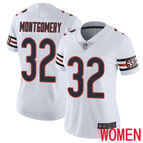 Chicago Bears Limited White Women David Montgomery Road Jersey NFL Football #32 Vapor Untouchable->youth nfl jersey->Youth Jersey